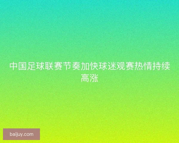 中国足球联赛节奏加快球迷观赛热情持续高涨